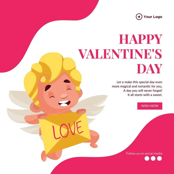 Glückliche Valentinstag Feier Banner Design Vorlage — Stockvektor