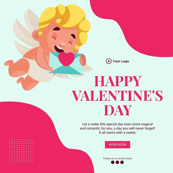 Mutlu Sevgililer Günü Kutlama Afişi Tasarım Şablonu — Stok Vektör