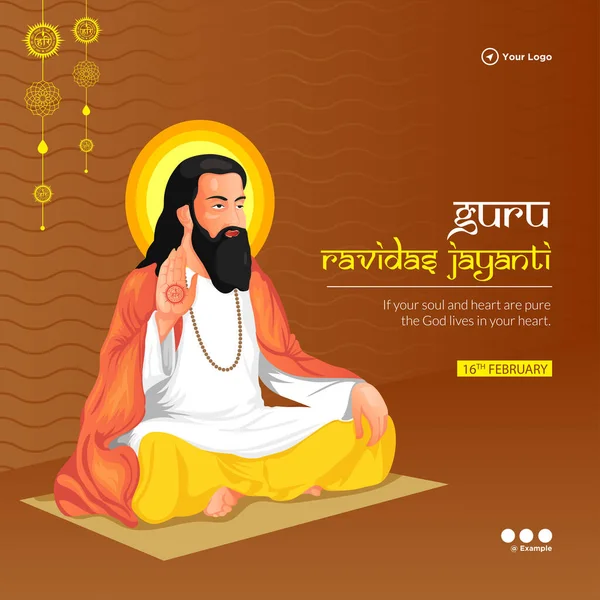 Шаблон Дизайна Баннера Guru Ravidas Jayanti — стоковый вектор