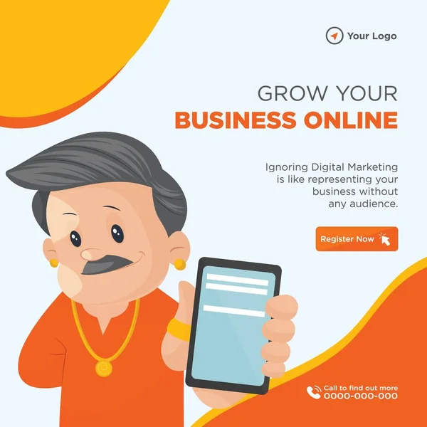 Banner Design Crescer Seu Modelo Online Negócios — Vetor de Stock