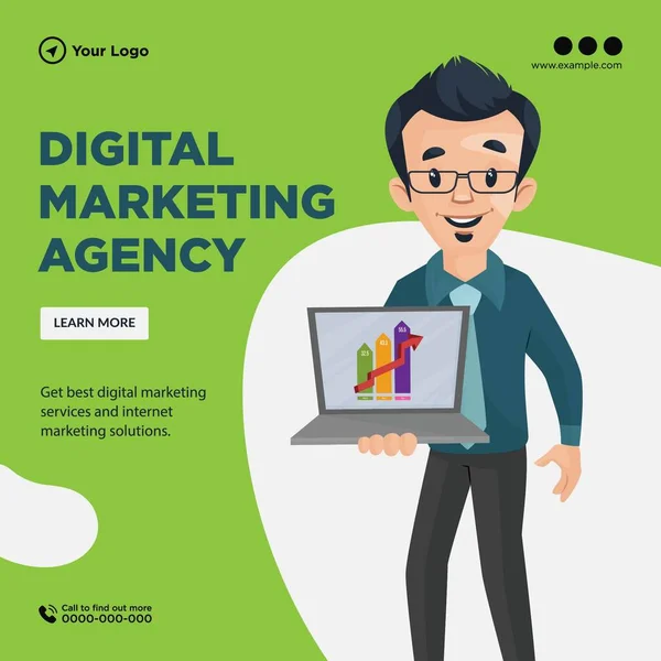 Design Banner Modelo Agência Marketing Digital —  Vetores de Stock