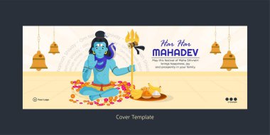 Güzel mutlu maha shivratri hindu festivali kapak sayfası tasarımı şablonu.