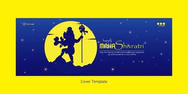 Hermosa Feliz Maha Shivratri Hindú Festival Portada Plantilla Diseño — Vector de stock