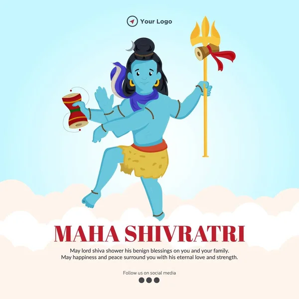 Tradiční Maha Shivratri Hinduistický Festival Banner Design — Stockový vektor