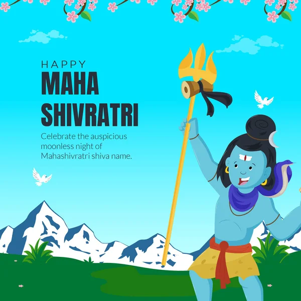 Geleneksel Maha Shivratri Hindu Festivali Bayrak Tasarımı — Stok Vektör