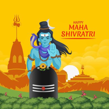 Mutlu maha shivratri Hint geleneksel festival afişi şablon tasarımı.