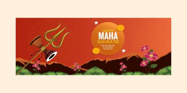 Mutlu maha shivratri geleneksel Hint festivali kapak tasarımı.