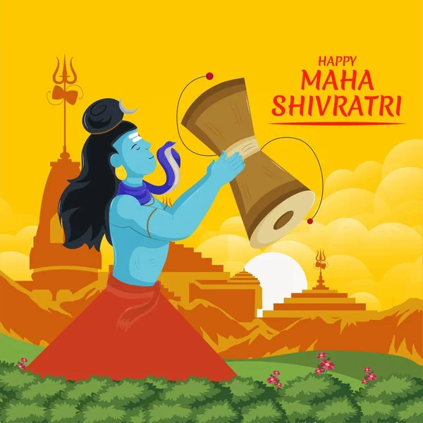 Feliz Maha Shivratri Indiano Tradicional Festival Banner Template Design — Vetor de Stock
