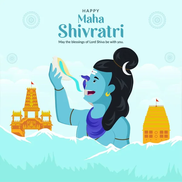 Happy Maha Shivratri Indischen Traditionellen Festival Banner Vorlage Design — Stockvektor