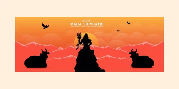 Feliz Maha Shivratri Indio Tradicional Festival Portada Diseño — Vector de stock