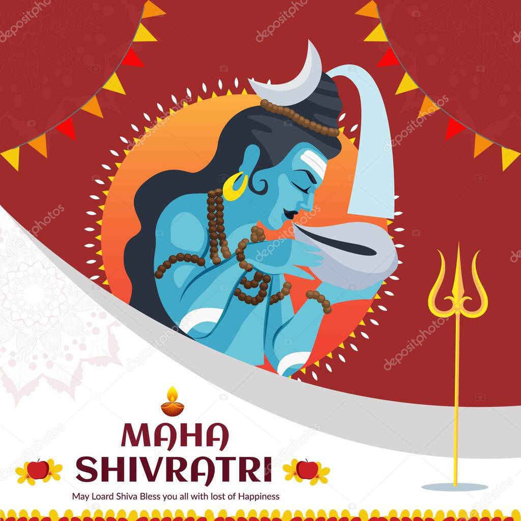 Happy maha shivratri indian traditional festival banner template design.