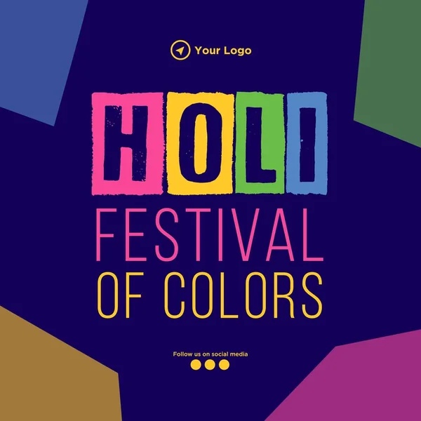 Modelo Design Banner Festival Holi Feliz Bonito — Vetor de Stock