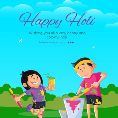 Hint festivalinin bayrak tasarımı Mutlu Holi renk festivali.