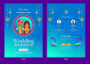 Hindistan düğün davetiyesi şablonu tasarımı.