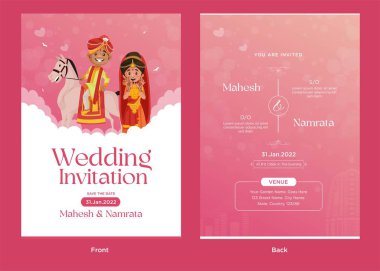 Hindistan düğün davetiyesi şablonu tasarımı. 