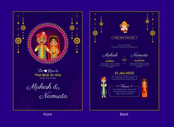 Vorlage Für Indische Hochzeitseinladungskarten — Stockvektor