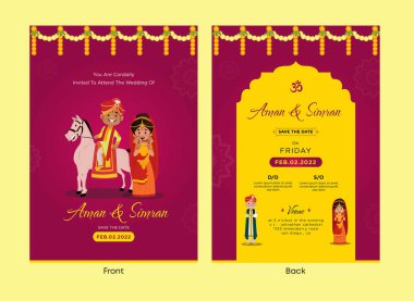 Hindistan düğün davetiyesi şablonu tasarımı.