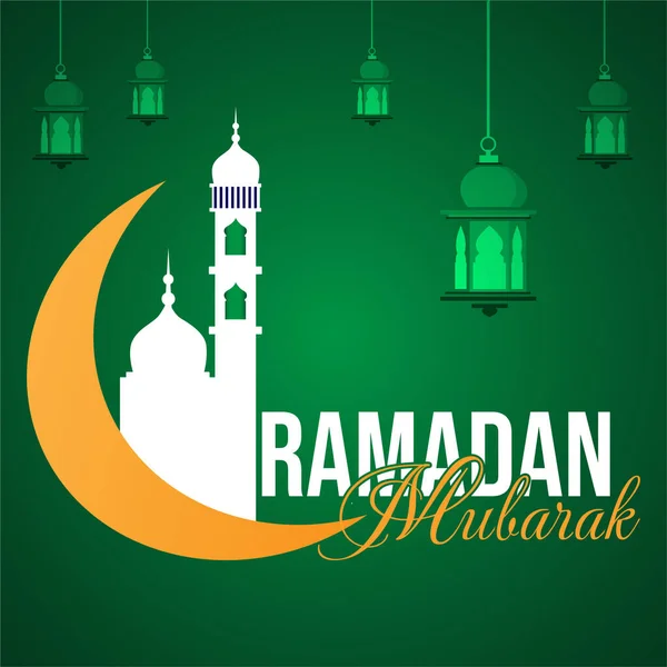 Flat Ramadan Mubarak Indian Festival Banner Design Template — Stock Vector