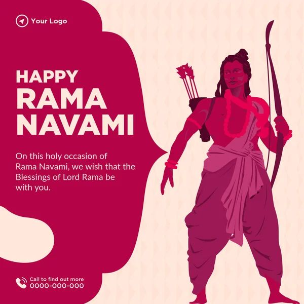 Дизайн Баннера Стиле Happy Ram Navami — стоковый вектор