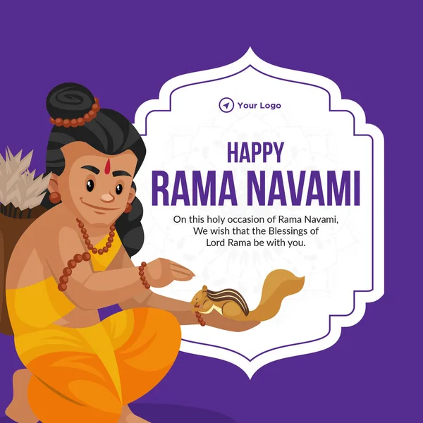 Baner Projekt Szczęśliwy Ram Navami Kreskówkowy Styl Szablon — Wektor stockowy