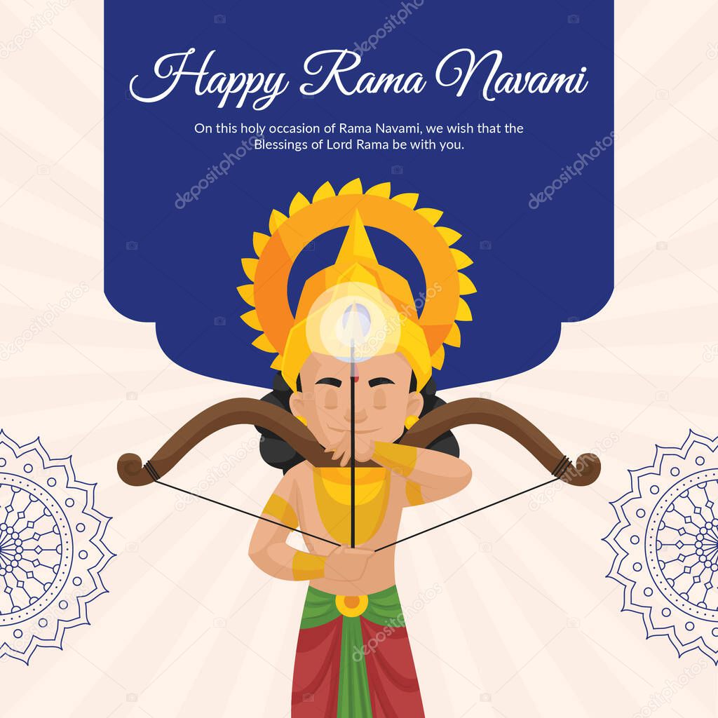 Banner design of happy ram Navami cartoon style template.
