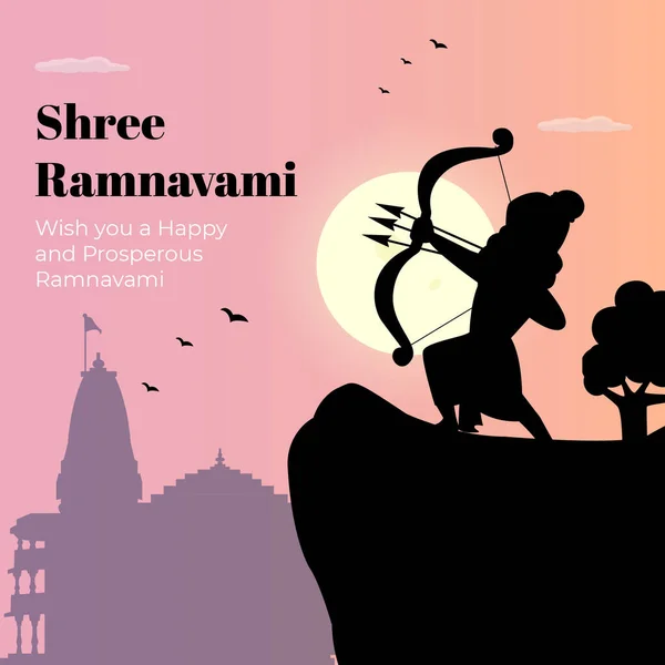 Shree Ram Navami Indian Festive Creative Template Design — Stock Vector