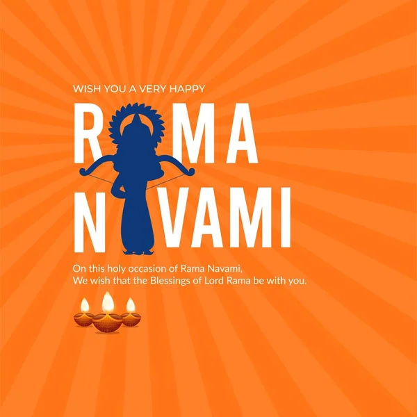 Flat Happy Ram Navami Indian Festival Banner Design Template — Stock Vector