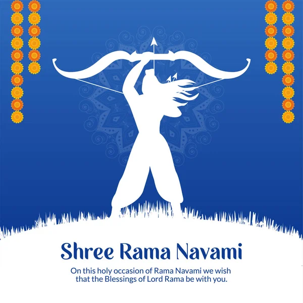 Piatto Shree Ram Navami Indiano Festival Banner Design Template — Vettoriale Stock