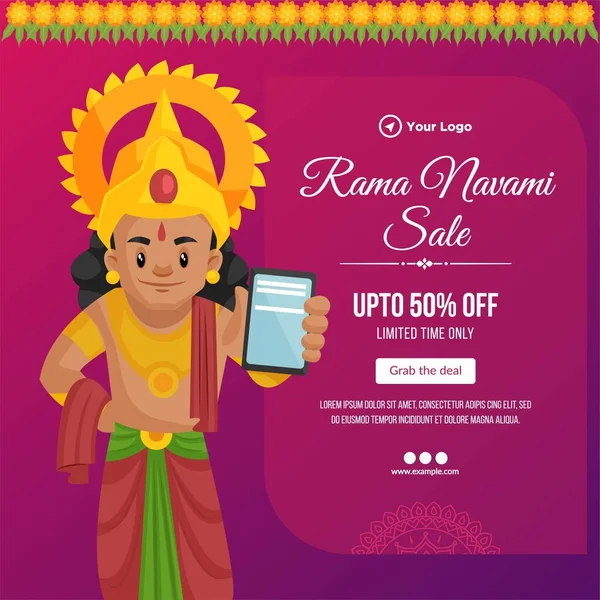 Happy Ram Navami Sale Modèle Conception Bannière Festival Hindou — Image vectorielle