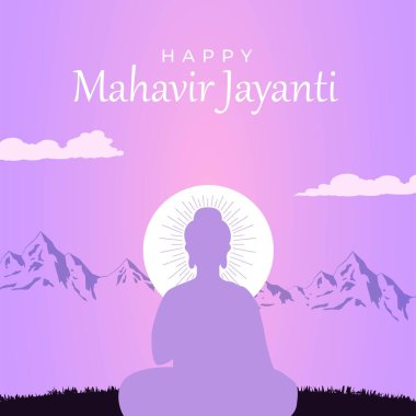 Mutlu Mahavir Jayanti grafik sancak şablonu basit ve modern illüstrasyon tarzı. 