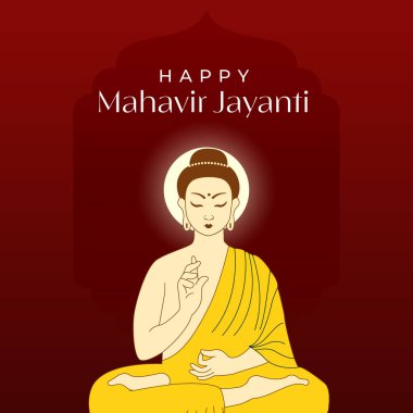 Mutlu Mahavir Jayanti grafik sancak şablonu basit ve modern illüstrasyon tarzı. 