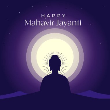 Mutlu Mahavir Jayanti grafik sancak şablonu basit ve modern illüstrasyon tarzı. 