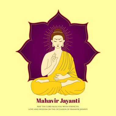 Mahavir Jayanti grafik sancak şablonu basit ve modern illüstrasyon tarzında. 