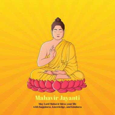 Mahavir Jayanti grafik sancak şablonu basit ve modern illüstrasyon tarzında. 