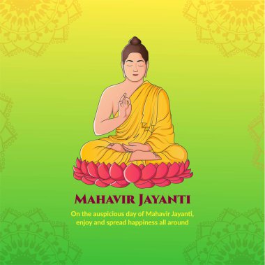 Mahavir Jayanti grafik sancak şablonu basit ve modern illüstrasyon tarzında. 