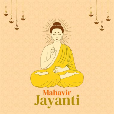 Mahavir Jayanti grafik sancak şablonu basit ve modern illüstrasyon tarzında. 