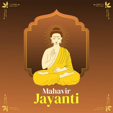 Mahavir Jayanti grafik sancak şablonu basit ve modern illüstrasyon tarzında. 