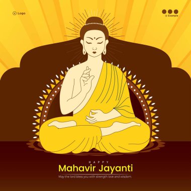 Mutlu Mahavir Jayanti grafik sancak şablonu basit ve modern illüstrasyon tarzı. 