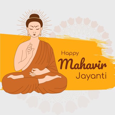 Mutlu Mahavir Jayanti grafik sancak şablonu basit ve modern illüstrasyon tarzı. 