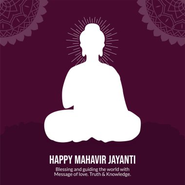 Mutlu Mahavir Jayanti grafik sancak şablonu basit ve modern illüstrasyon tarzı. 