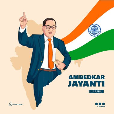Mutlu Ambedkar Jayanti şablonunun pankart tasarımı. 