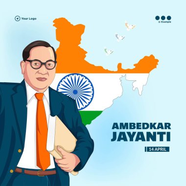 Mutlu Ambedkar Jayanti şablonunun pankart tasarımı. 
