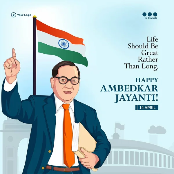 Projekt Sztandaru Szablonu Happy Ambedkar Jayanti — Wektor stockowy