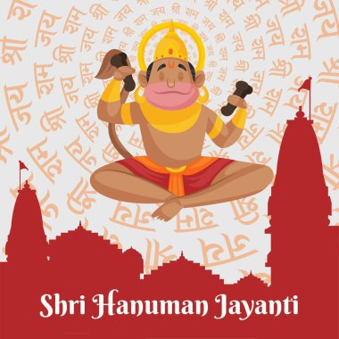 Shri Hanuman Jayanti Hindistan bayrak tasarım şablonu. 