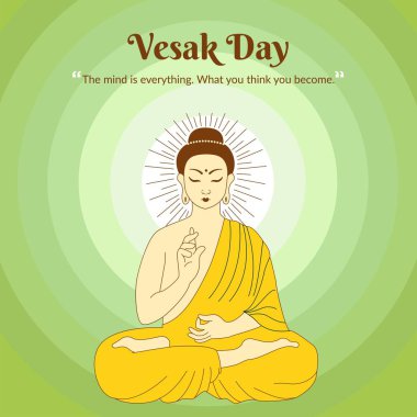 Mutlu Vesak Günü 'nün yaratıcı tasarımı ya da Buda Purnima pankartı şablonu.  
