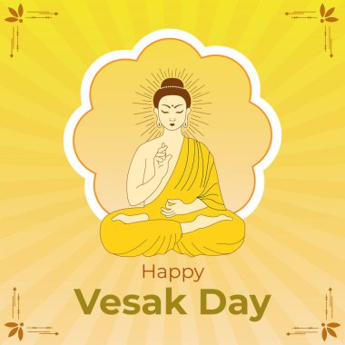 Mutlu Vesak Günü 'nün yaratıcı tasarımı ya da Buda Purnima pankartı şablonu.  