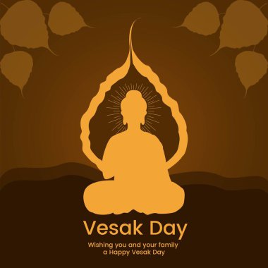 Mutlu Vesak Günü 'nün yaratıcı tasarımı ya da Buda Purnima pankartı şablonu. 