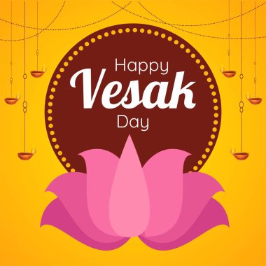 Mutlu Vesak Günü 'nün yaratıcı tasarımı ya da Buda Purnima pankartı şablonu.  