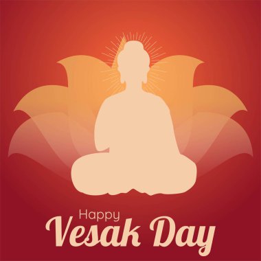 Mutlu Vesak Günü 'nün yaratıcı tasarımı ya da Buda Purnima pankartı şablonu.  