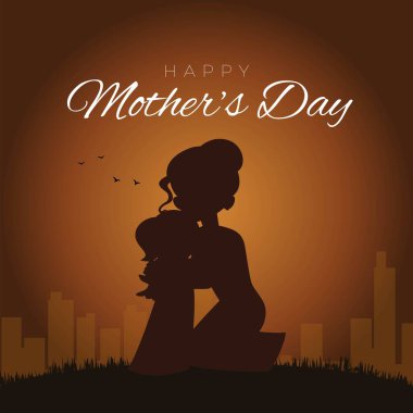 Anneler Günü çizgi film şablonunun bayrak tasarımı. 